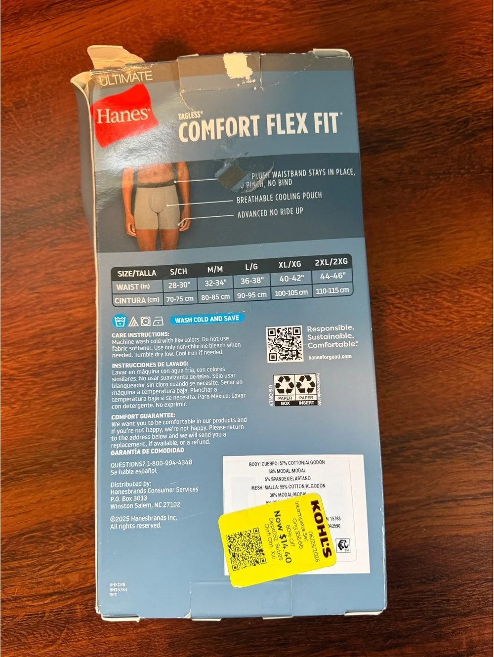 Hanes Comfort Flex Fit (opened pack) missing 1 pair 2x 44-46